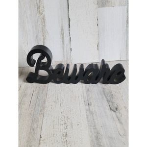 Halloween black beware sign home prop decor